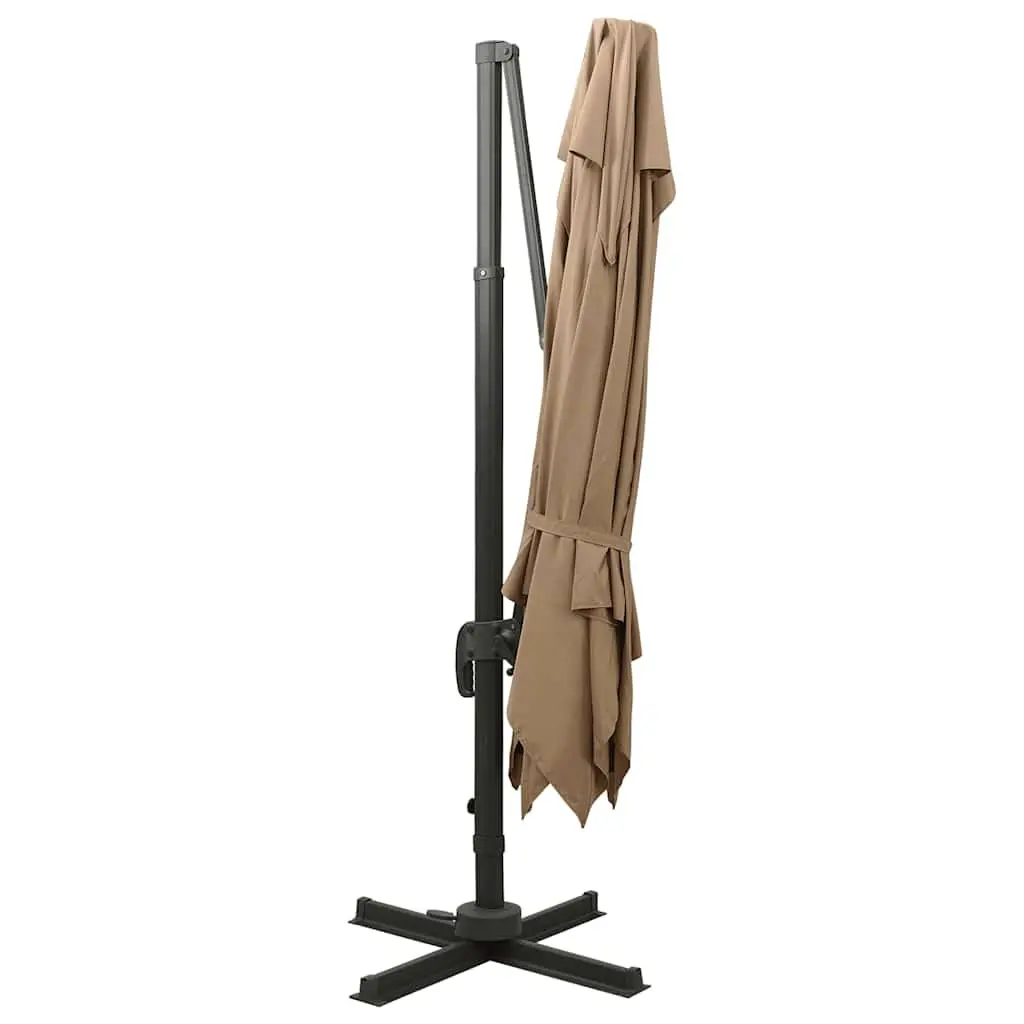 Cantilever Garden Parasol Aluminium 300x300 cm Taupe Double Top