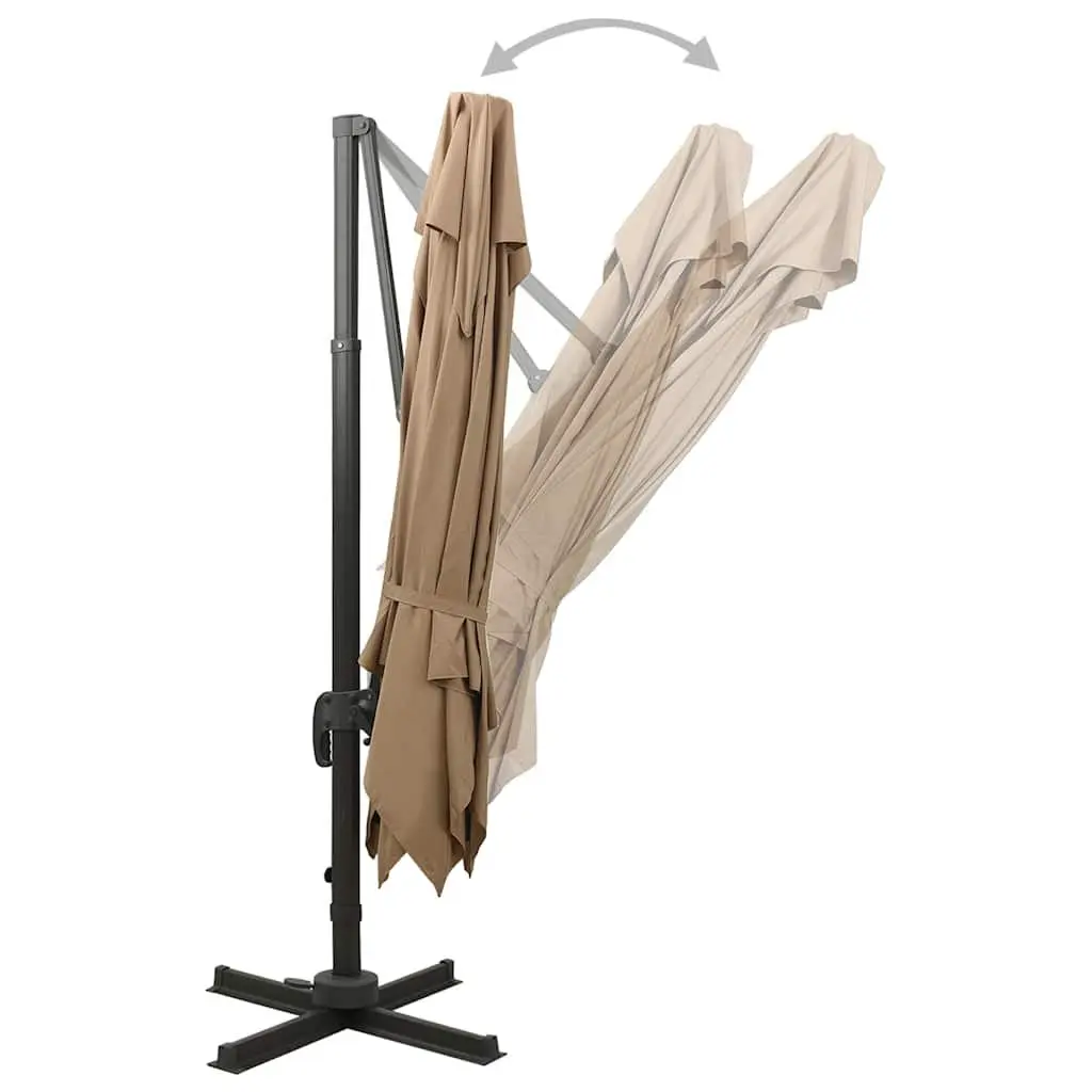 Cantilever Garden Parasol Aluminium 300x300 cm Taupe Double Top