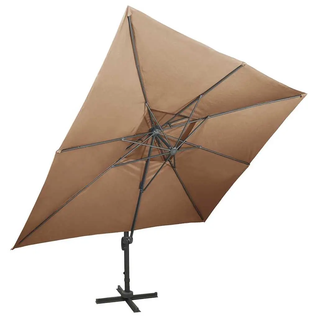 Cantilever Garden Parasol Double Top 400x300cm Taupe