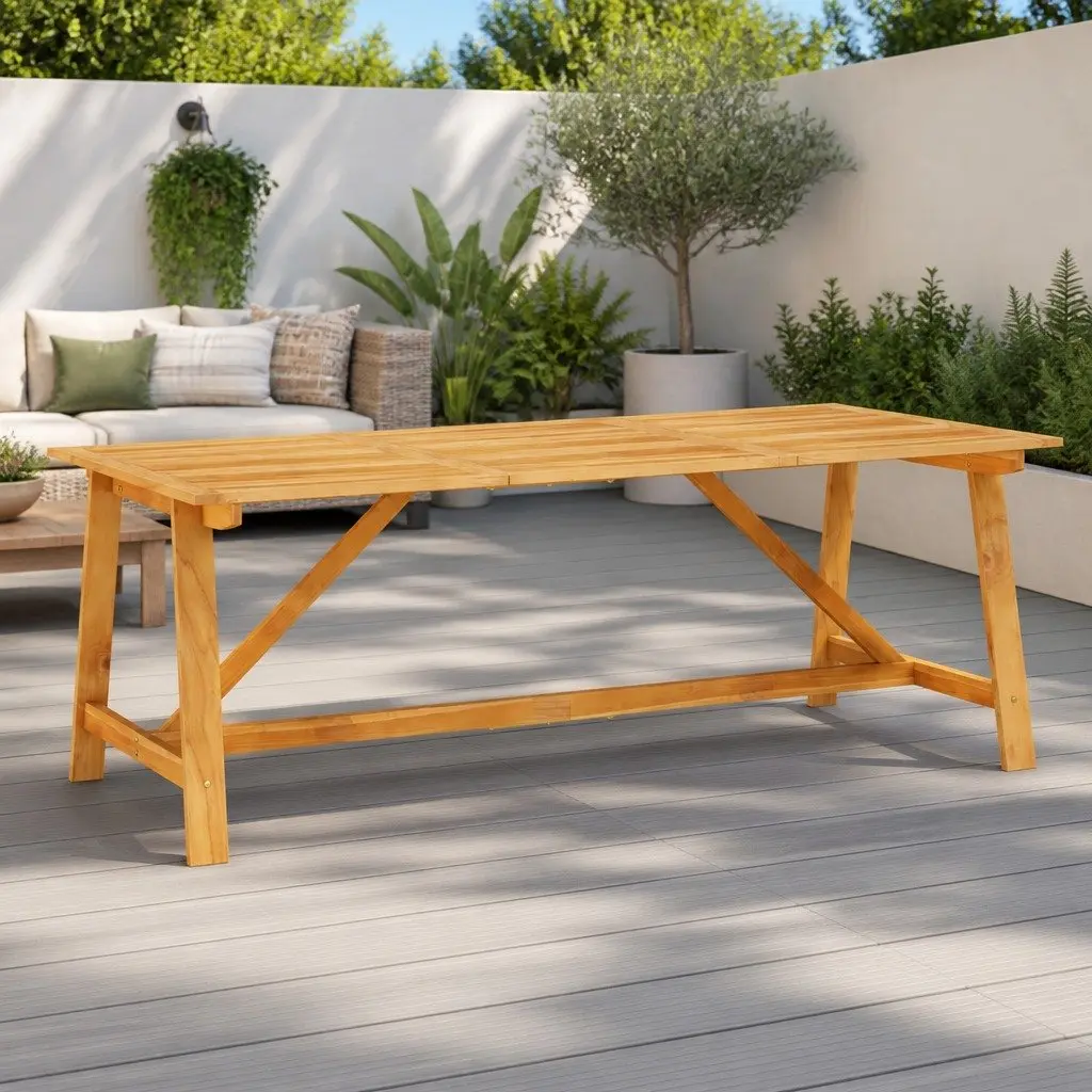 Solid Wood Garden Dining Table Acacia 206x100x74 cm Brown