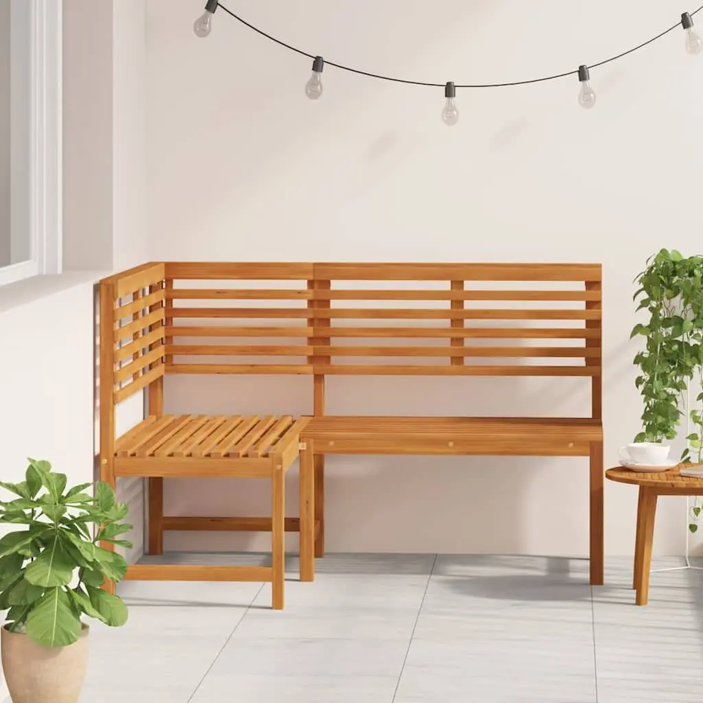 Garden Corner Bench Solid Acacia Wood 140 cm Natural Wood Outdoor Sectional Seating Unit