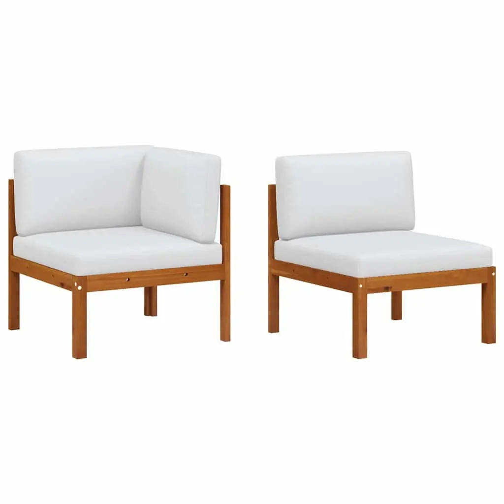 2 Piece Garden Lounge Set Rope Backrest Cushioned Modular Seating Brown