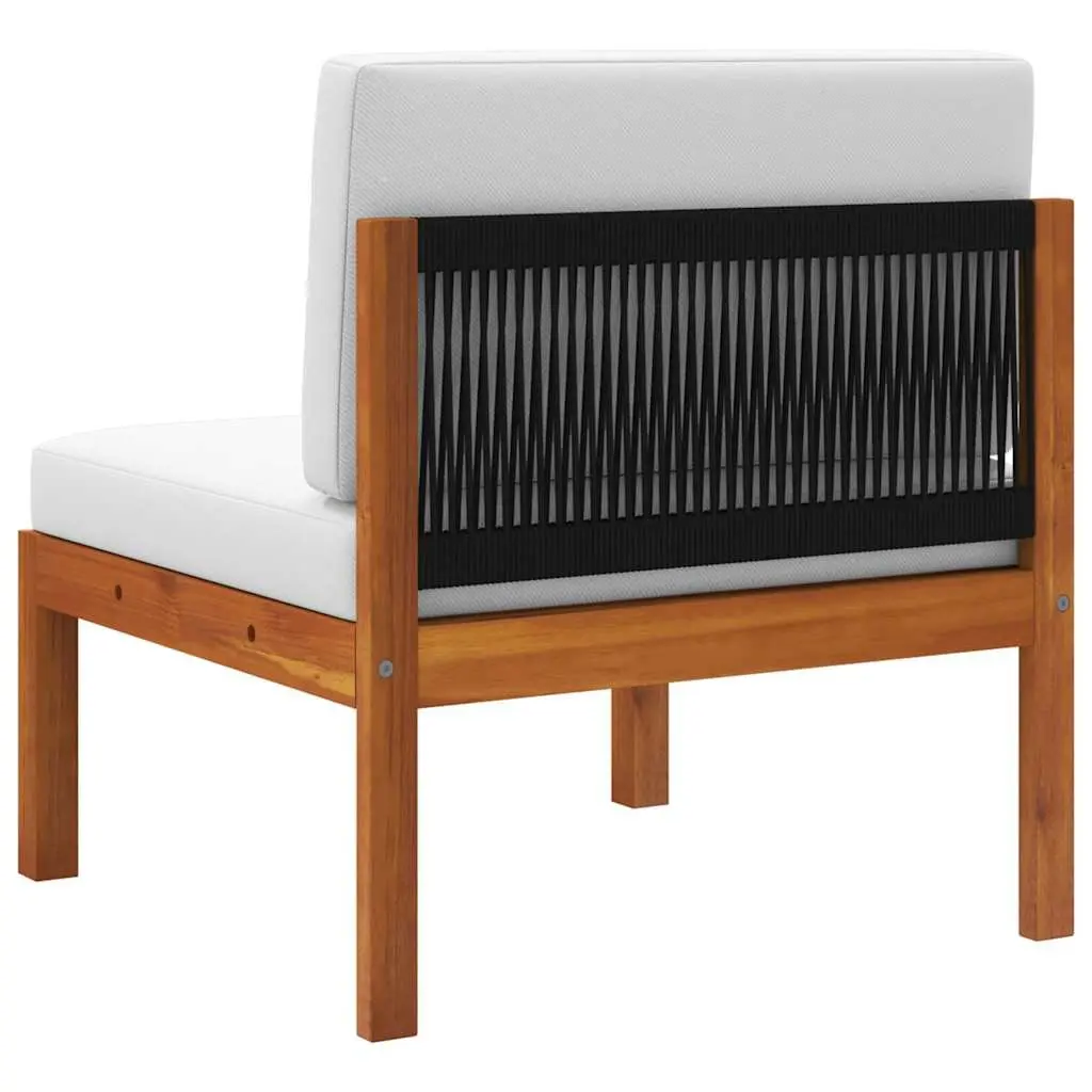 2 Piece Garden Lounge Set Rope Backrest Cushioned Modular Seating Brown