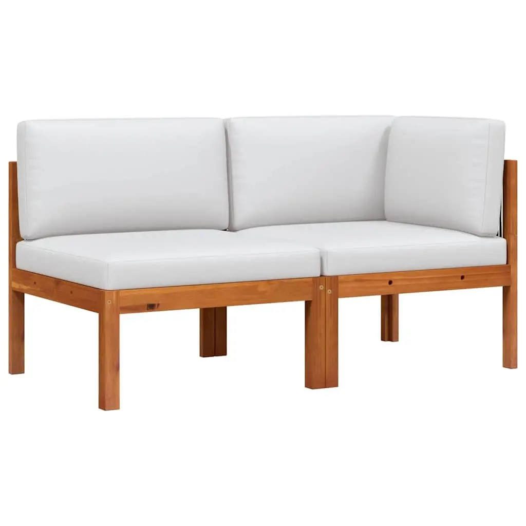 2 Piece Garden Lounge Set Rope Backrest Cushioned Modular Seating Brown
