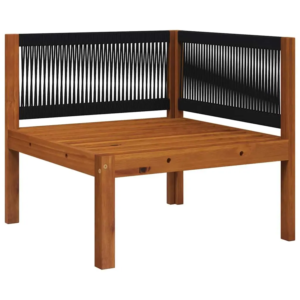 2 Piece Garden Lounge Set Rope Backrest Cushioned Modular Seating Brown