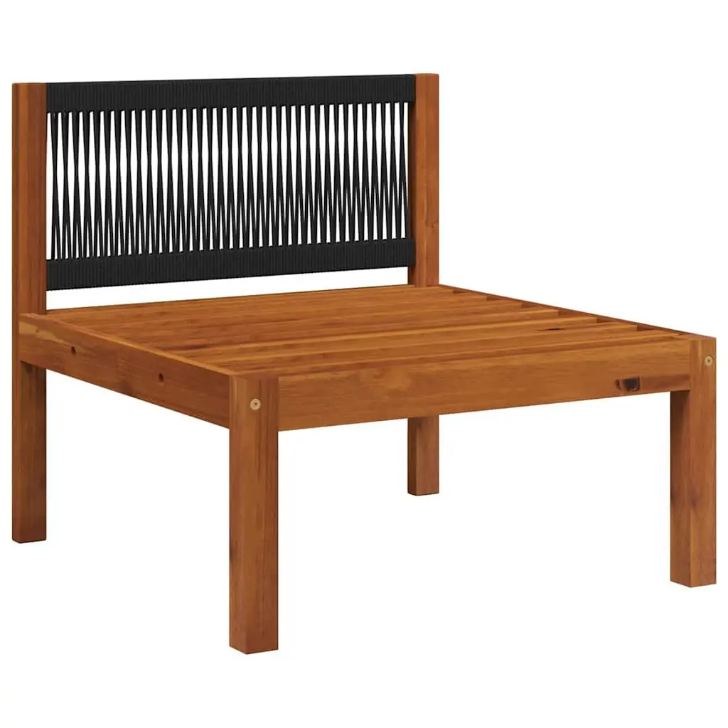 2 Piece Garden Lounge Set Rope Backrest Cushioned Modular Seating Brown