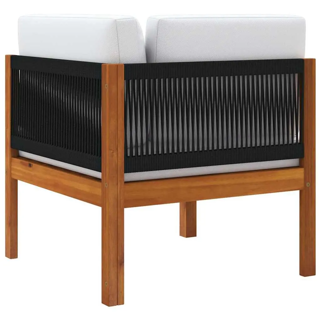 2 Piece Garden Lounge Set Rope Backrest Cushioned Modular Seating Brown