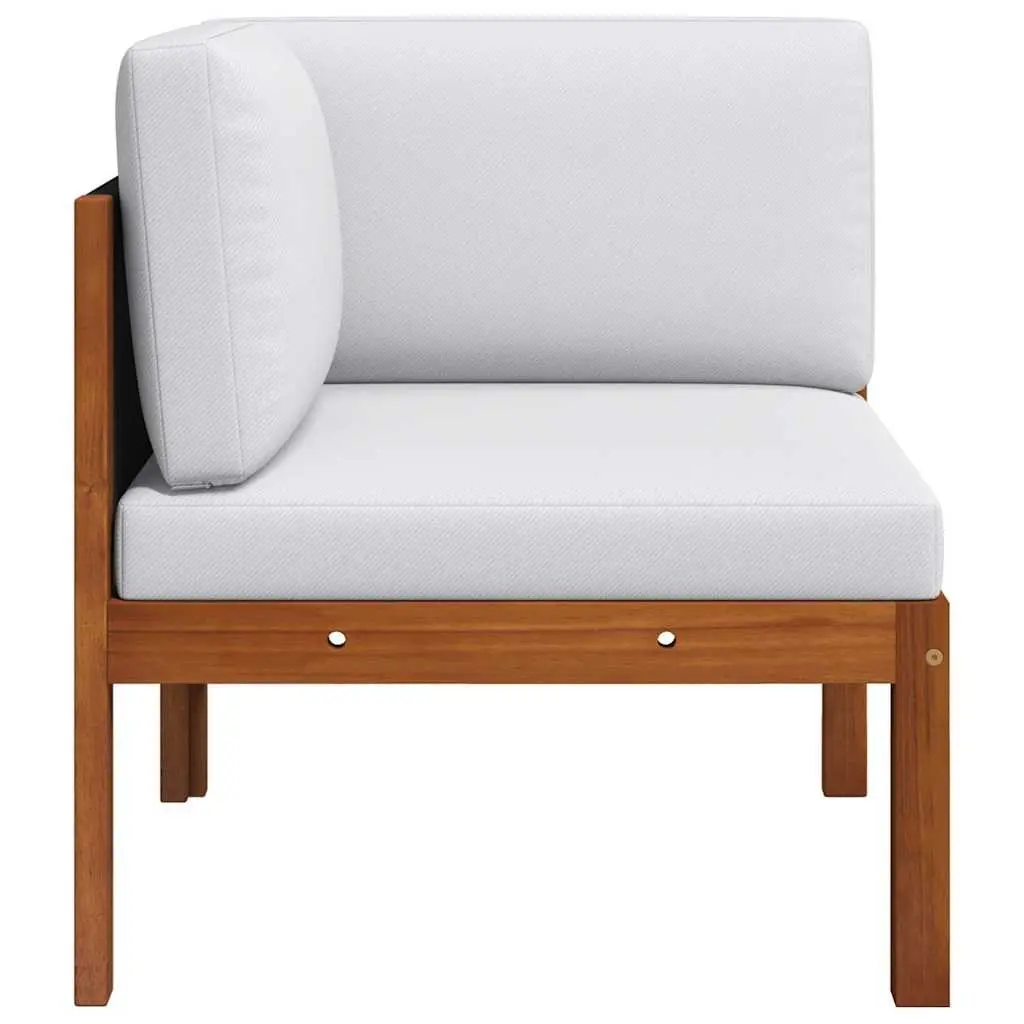 Garden Corner Sofa Set Modular Solid Acacia Wood Rope Backrest Outdoor Patio Seating White