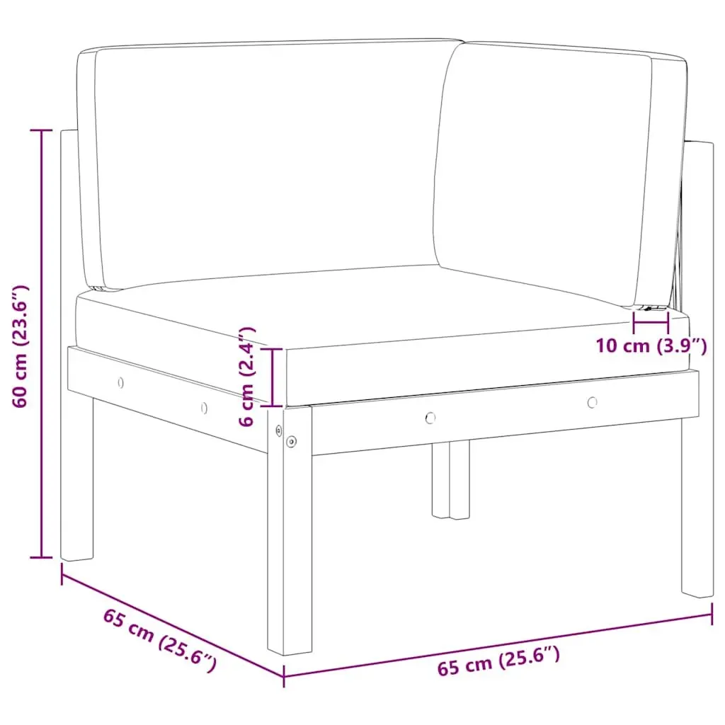 Garden Corner Sofa Set Modular Solid Acacia Wood Rope Backrest Outdoor Patio Seating White