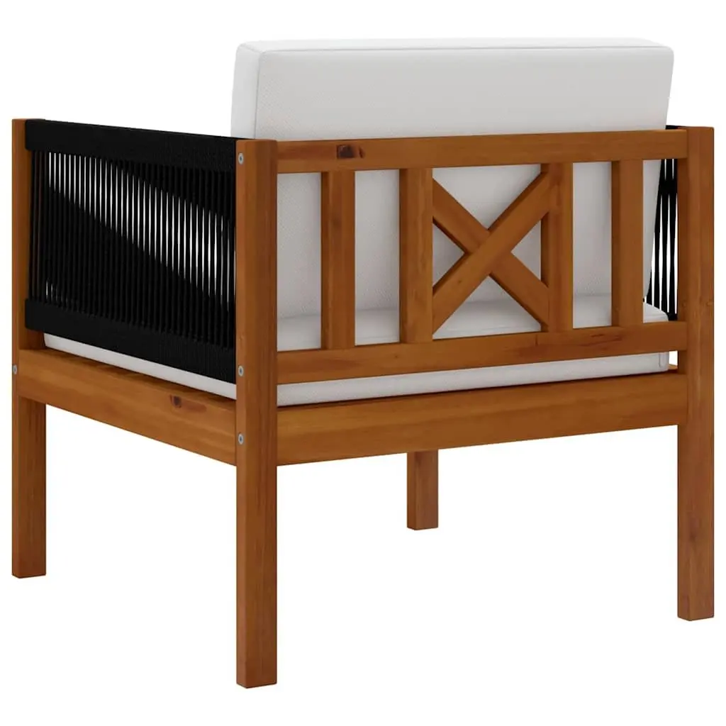Outdoor Garden Chair Black Cushion Wooden Seating Patio Furniture Relaxation