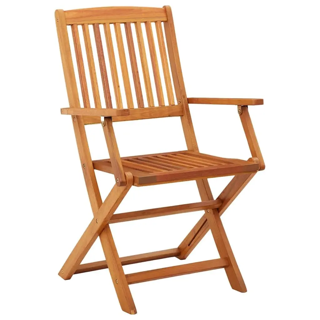 Folding Garden Chairs Eucalyptus Wood Brown Set of 4 Outdoor Seating