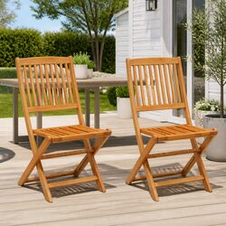 Folding Garden Chairs 2 pcs Eucalyptus Wood Outdoor Seating Patio Dining Brown
