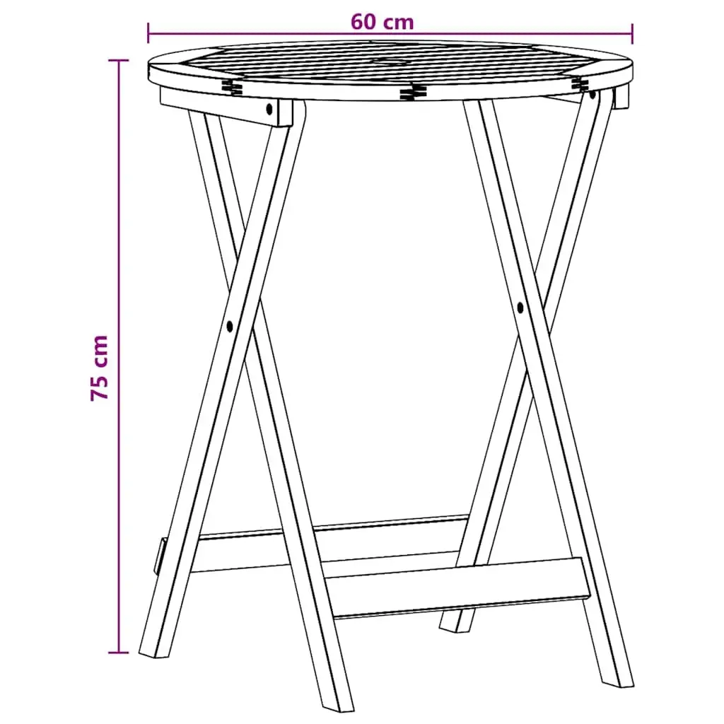 Outdoor Folding Table for Garden Use, Ø60cm