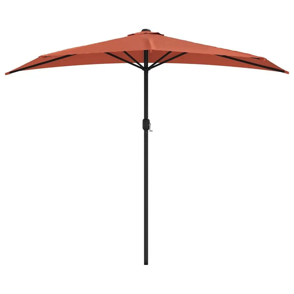 Half Round Balcony Parasol Aluminium 270x144x222 cm Brown UV Protective Polyester