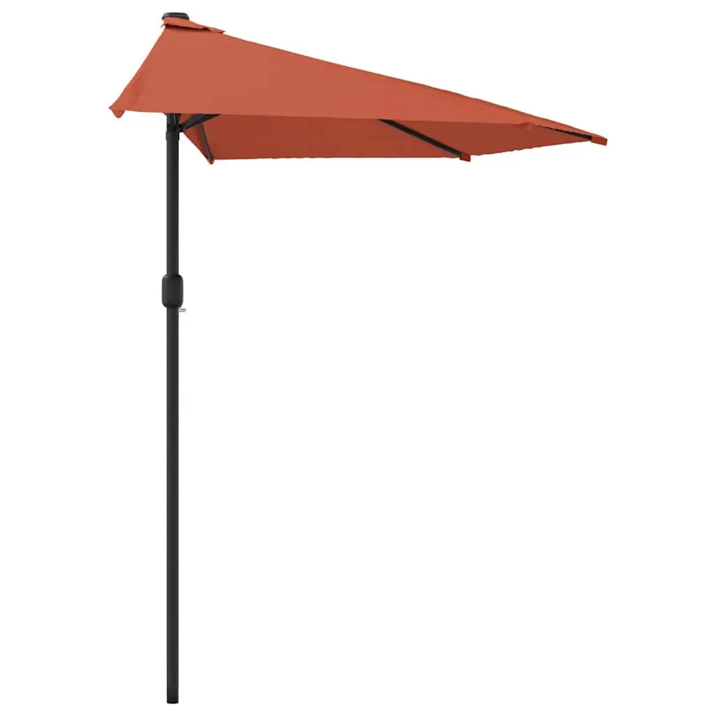 Half Round Balcony Parasol Aluminium 270x144x222 cm Brown UV Protective Polyester