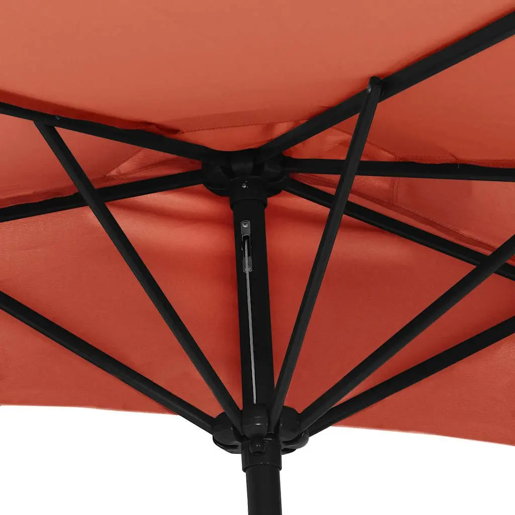 Half Round Balcony Parasol Aluminium 270x144x222 cm Brown UV Protective Polyester