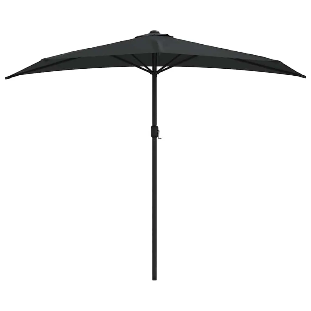 Half Round Parasol UV Protective Polyester 270 x 144 x 222 cm Black Aluminium Pole Steel Ribs