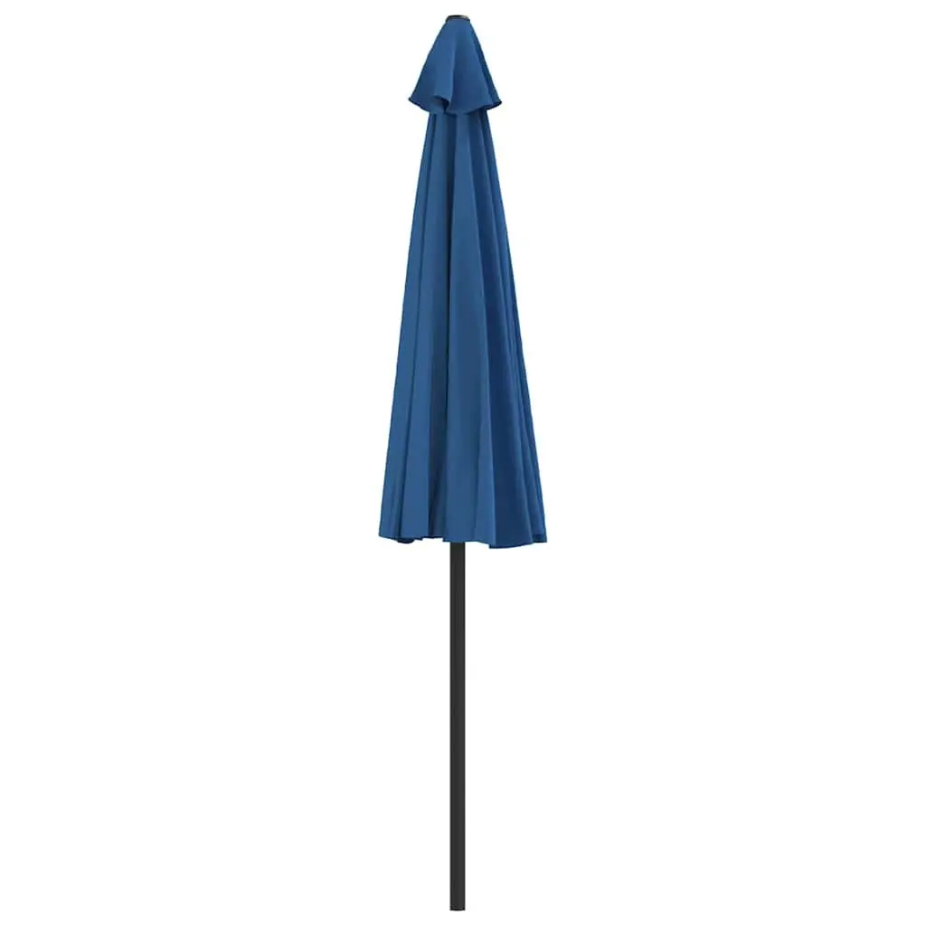 Half Round Parasol UV Protective Polyester Blue Outdoor Shade Umbrella with Aluminium Pole and Steel Ribs