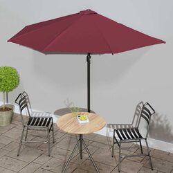 Aluminium Pole with Crank Mechanism Red Outdoor Parasol