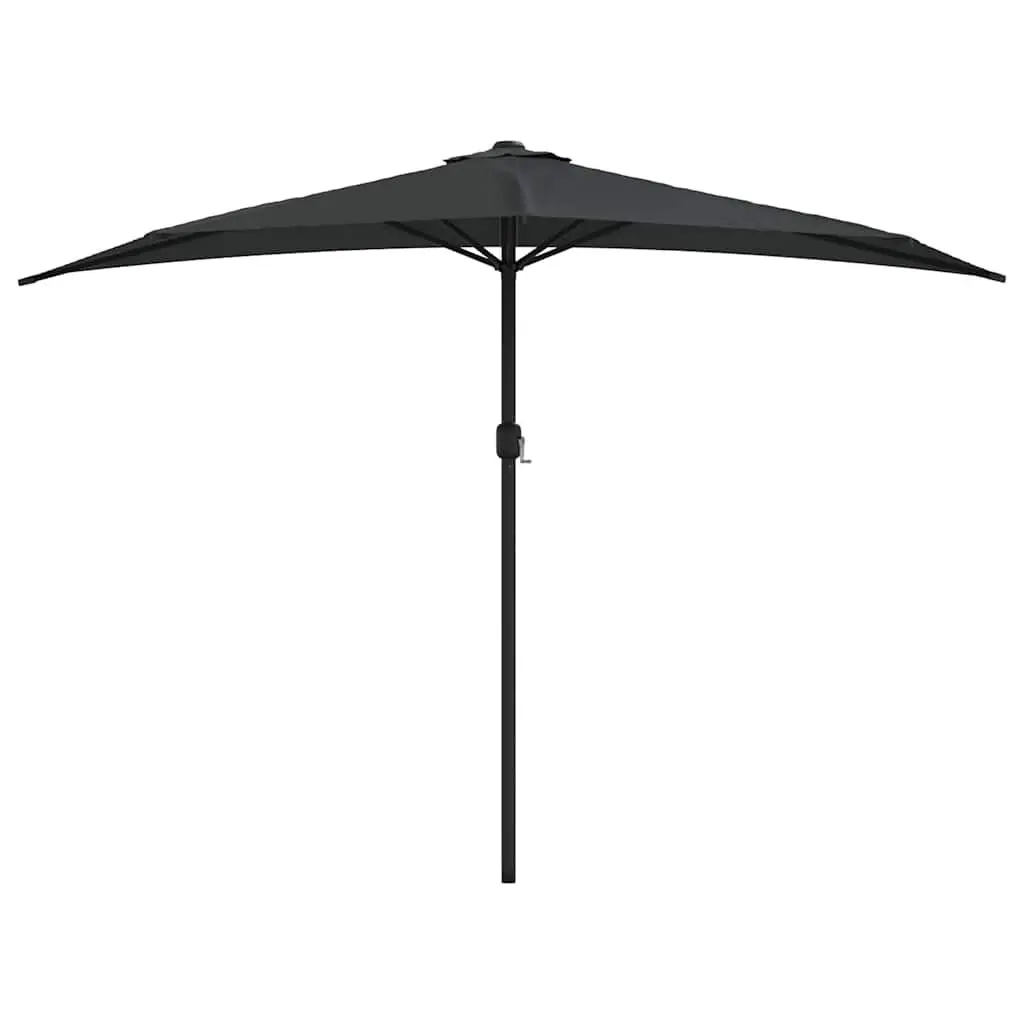 Half Round Balcony Parasol UV Protective Polyester Cover Aluminium Pole 300L x 155W x 223H cm Black