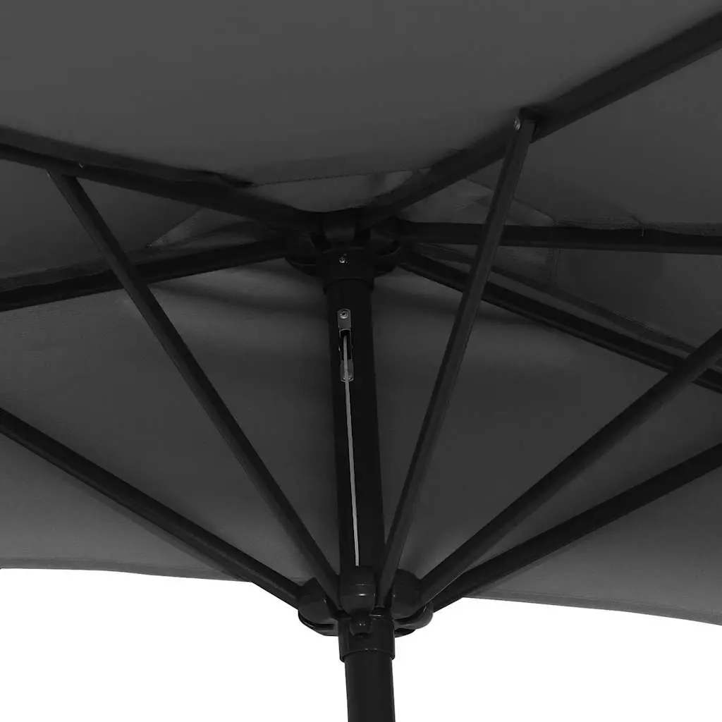 Half Round Balcony Parasol UV Protective Polyester Cover Aluminium Pole 300L x 155W x 223H cm Black
