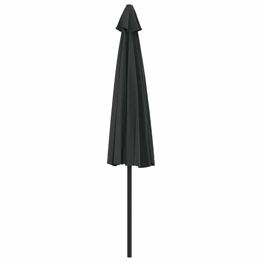 Half Round Balcony Parasol UV Protective Polyester Cover Aluminium Pole 300L x 155W x 223H cm Black
