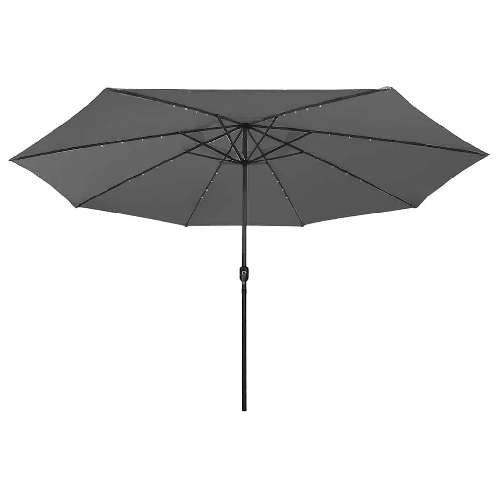 Garden Parasol Polyester 400cm Anthracite with LED Lights Outdoor Umbrella Shade