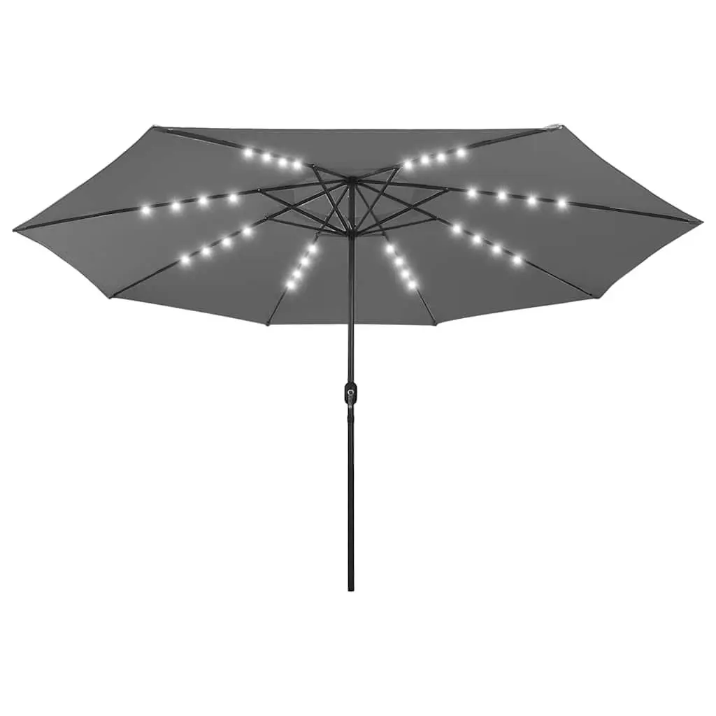 Garden Parasol Polyester 400cm Anthracite with LED Lights Outdoor Umbrella Shade