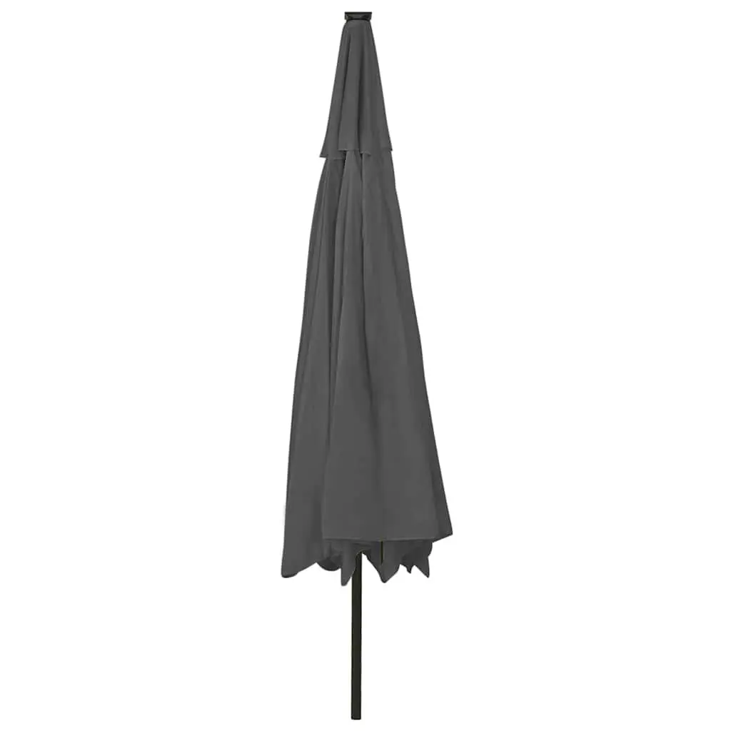 Garden Parasol Polyester 400cm Anthracite with LED Lights Outdoor Umbrella Shade