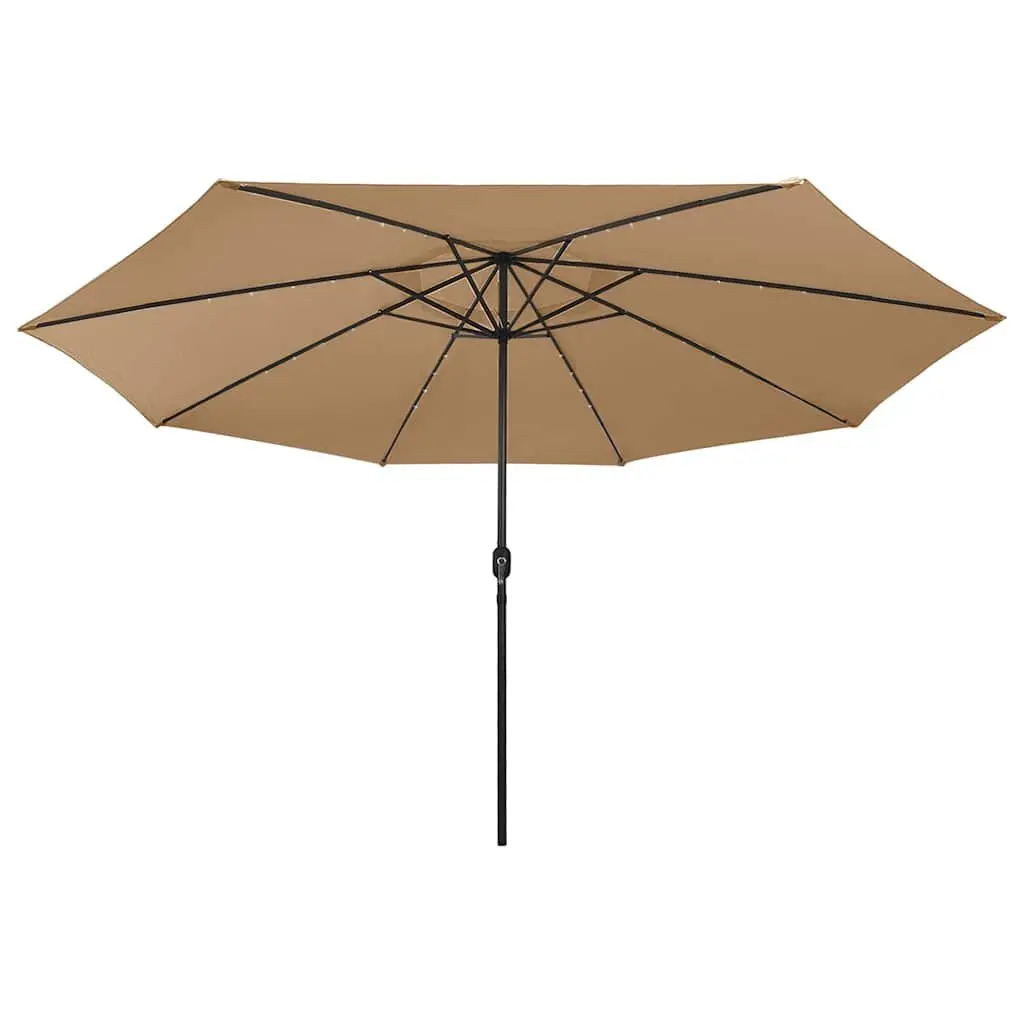 Garden Parasol Polyester 400cm Taupe with Integrated LED Lights
