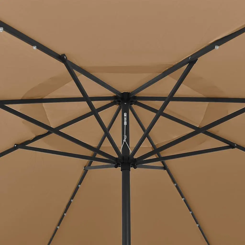 Garden Parasol Polyester 400cm Taupe with Integrated LED Lights