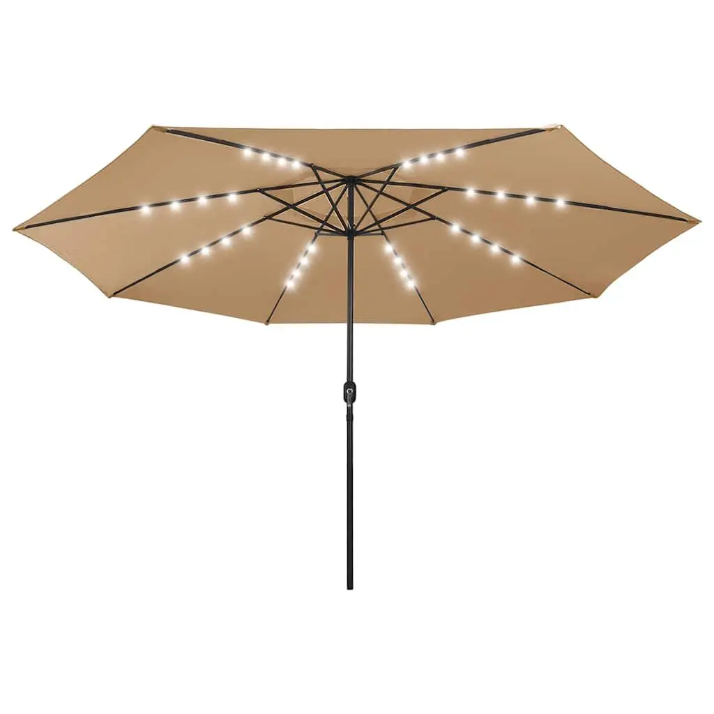 Garden Parasol Polyester 400cm Taupe with Integrated LED Lights