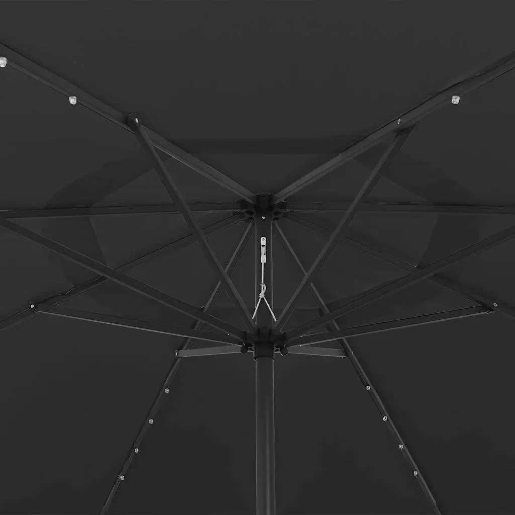 Garden Parasol Polyester 400cm Black with LED Lights