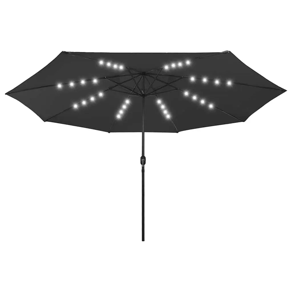Garden Parasol Polyester 400cm Black with LED Lights