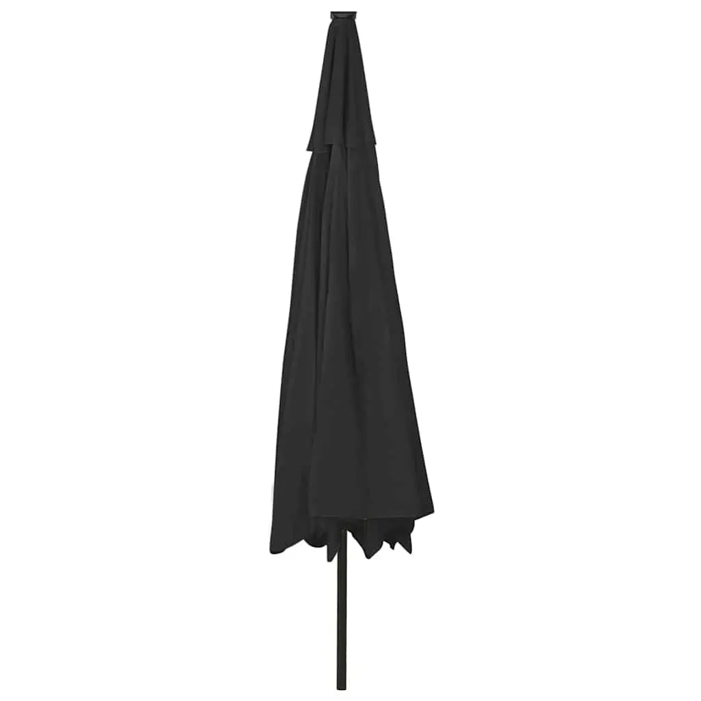Garden Parasol Polyester 400cm Black with LED Lights