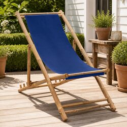 Navy Blue Deck Chair for Beach and Garden