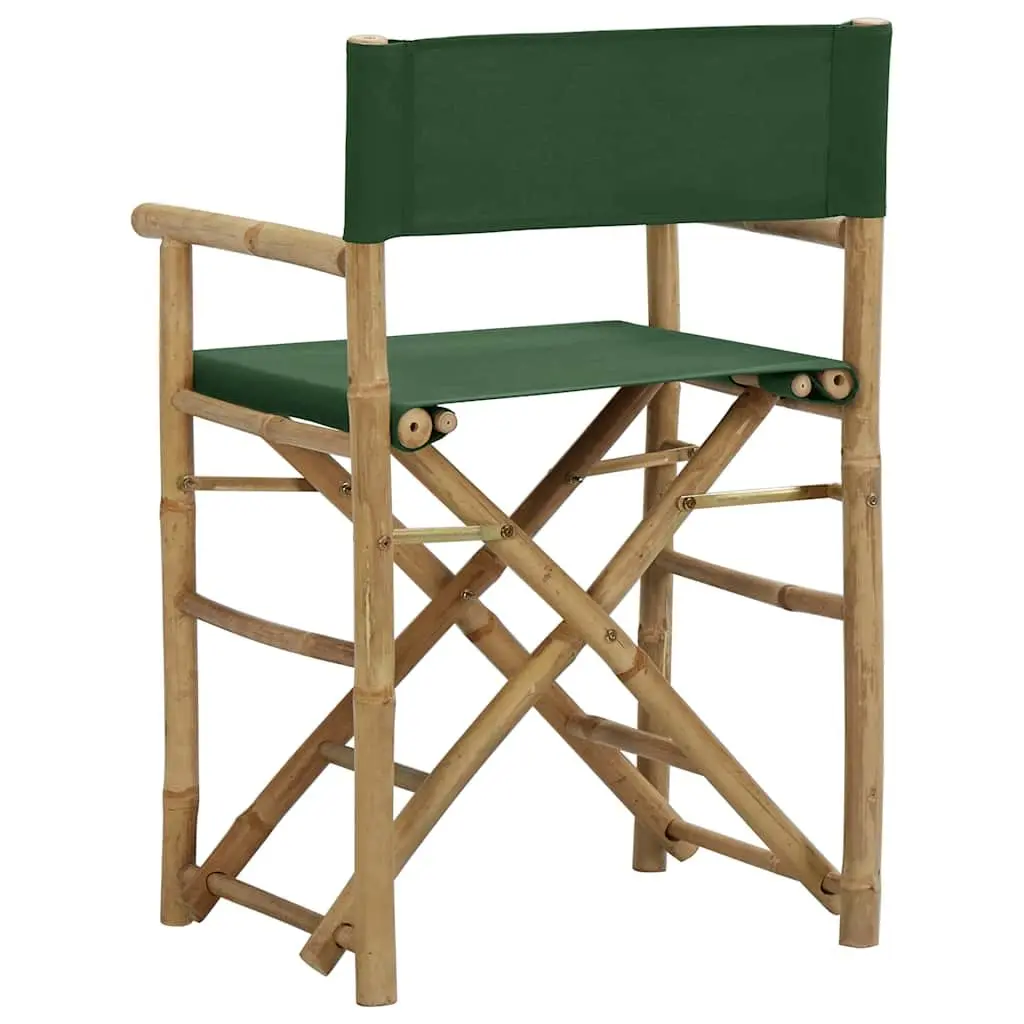 Folding Director's Chairs 2 pcs Green Bamboo Outdoor Garden Patio Seating
