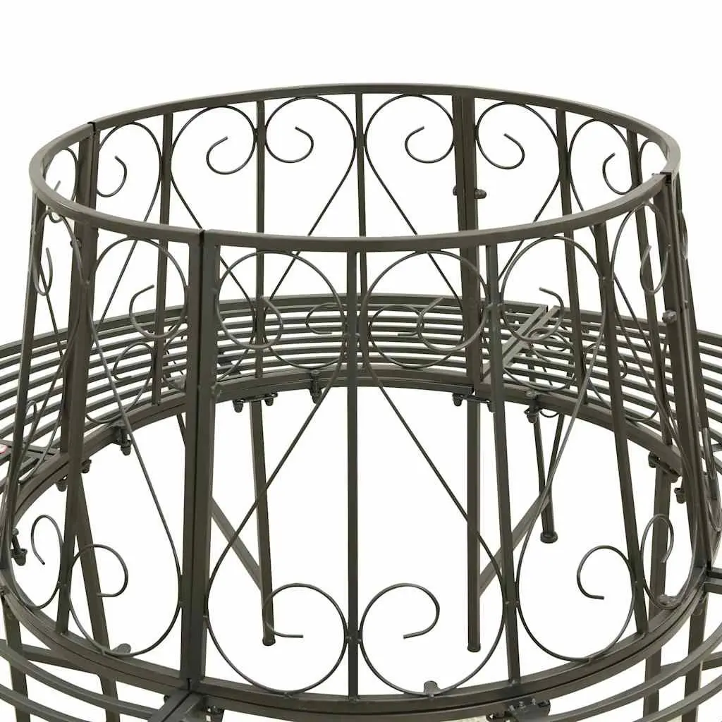Half Round Tree Bench Steel 160cm Grey Outdoor Circular Seating for Garden