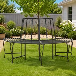 Practical Half Round Tree Bench for Various Outdoor Settings