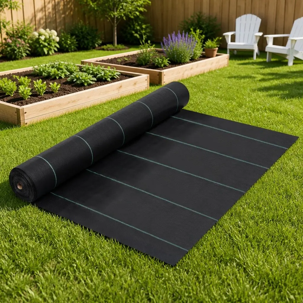 Black Weed Control Mat 2x5 m for Garden Use