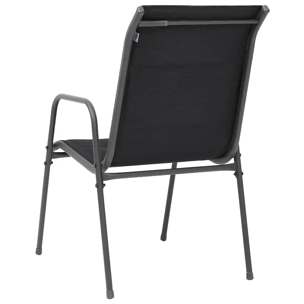Stackable Outdoor Chairs Steel Textilene Black 2 Piece Garden Patio Seating Set