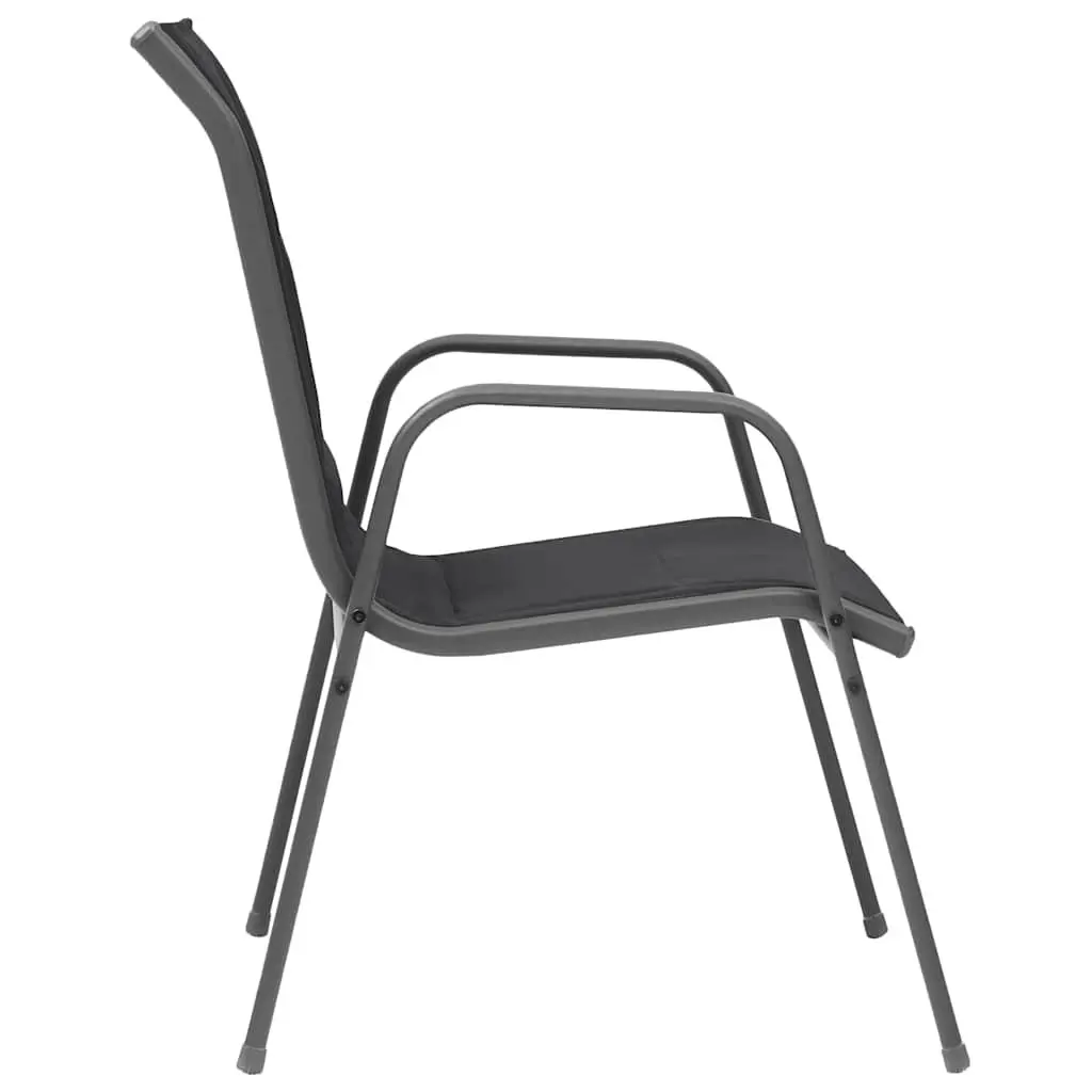 Outdoor Chairs Set 4 Pieces Black Powder-coat Steel Frame Textilene Fabric Stackable Patio Garden Dining Furniture