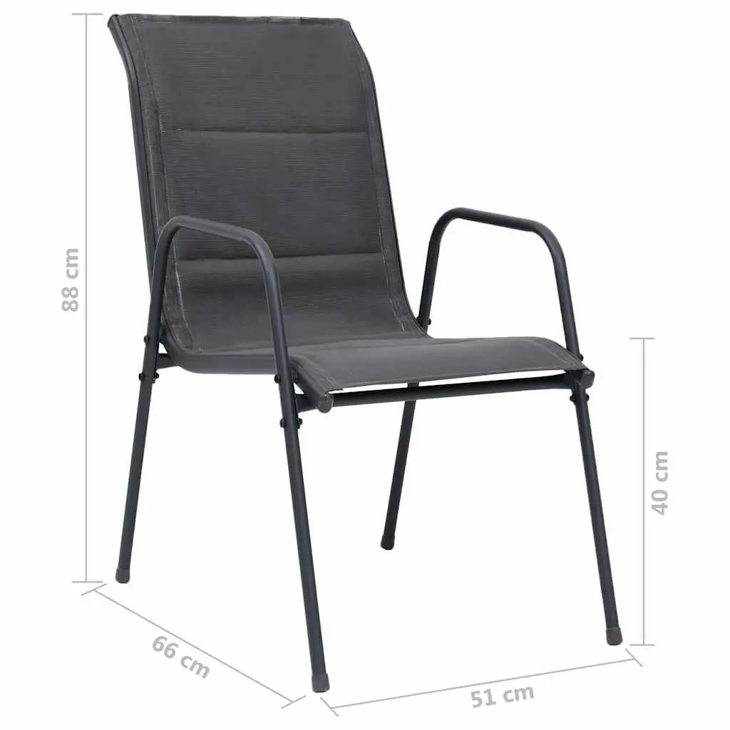 Outdoor Dining Chairs Stackable Steel Frame Textilene Fabric Anthracite 2 Piece