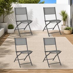4-Piece Folding Outdoor Chair Set in Grey