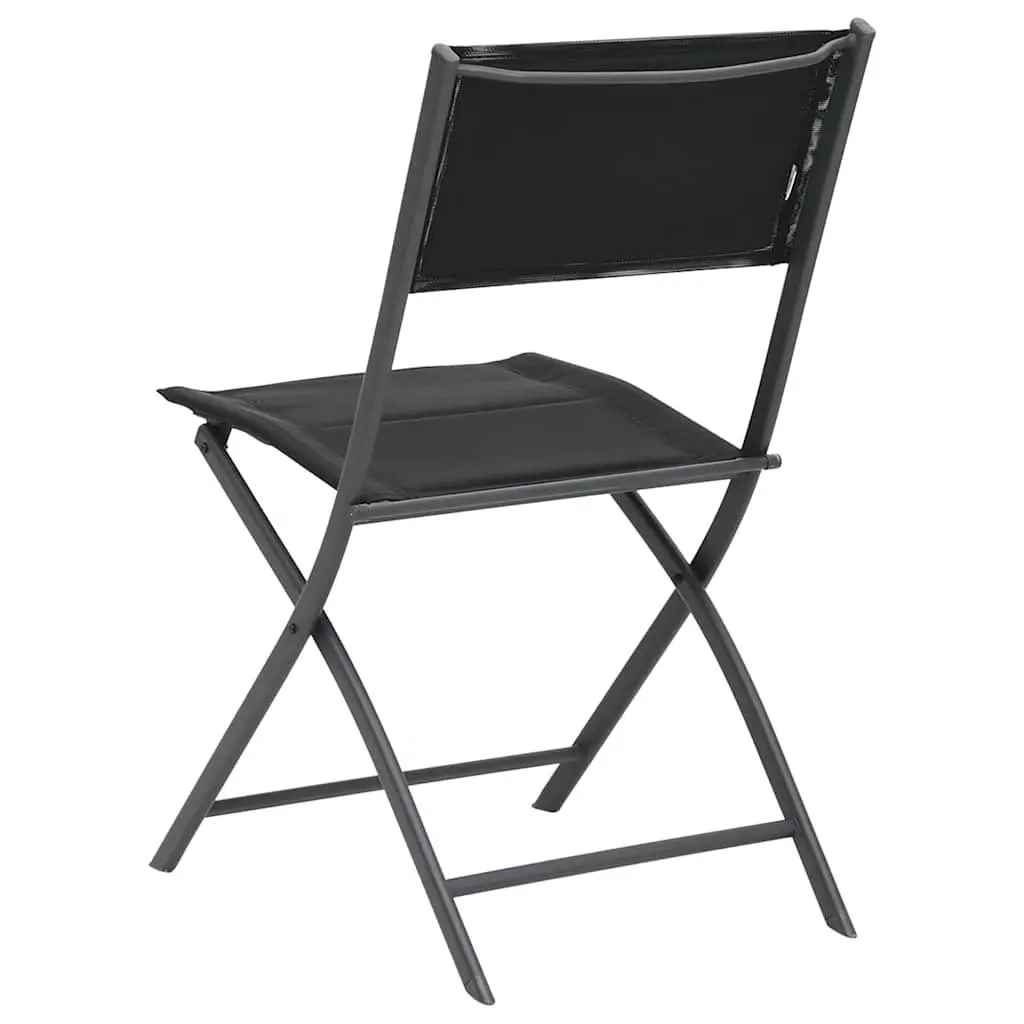 Folding Chairs Steel Frame Textilene Black 2 Piece