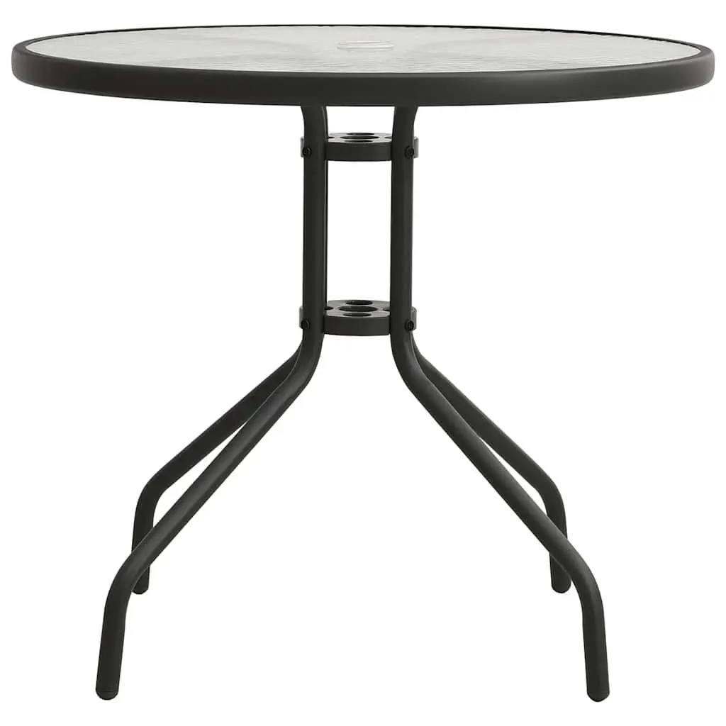 Round Garden Table Steel Frame 80 cm Anthracite Outdoor Patio Dining Furniture