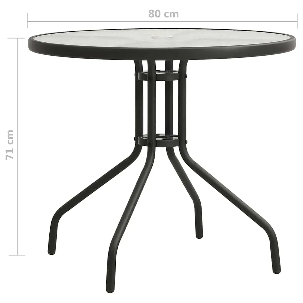Round Garden Table Steel Frame 80 cm Anthracite Outdoor Patio Dining Furniture