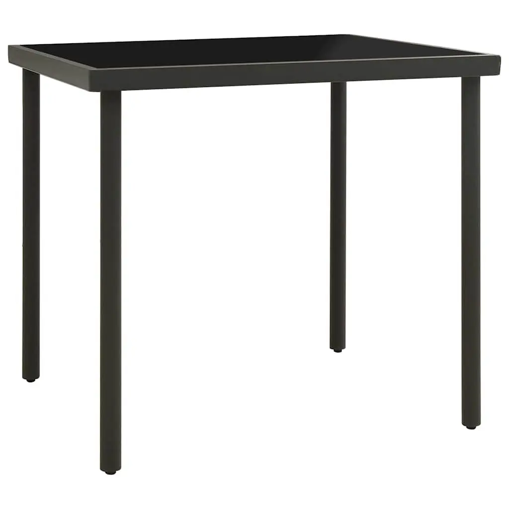 Outdoor Dining Table Glass Top Powder-Coated Steel Legs Square Anthracite 80 x 80 x 72 cm