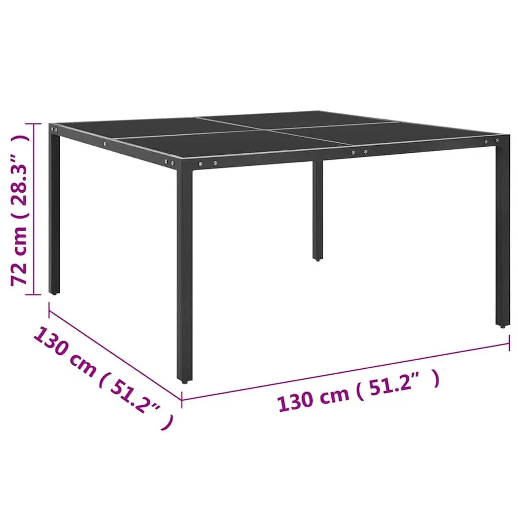 Outdoor Dining Table Anthracite Steel Frame 130 x 130 cm Tempered Glass Top