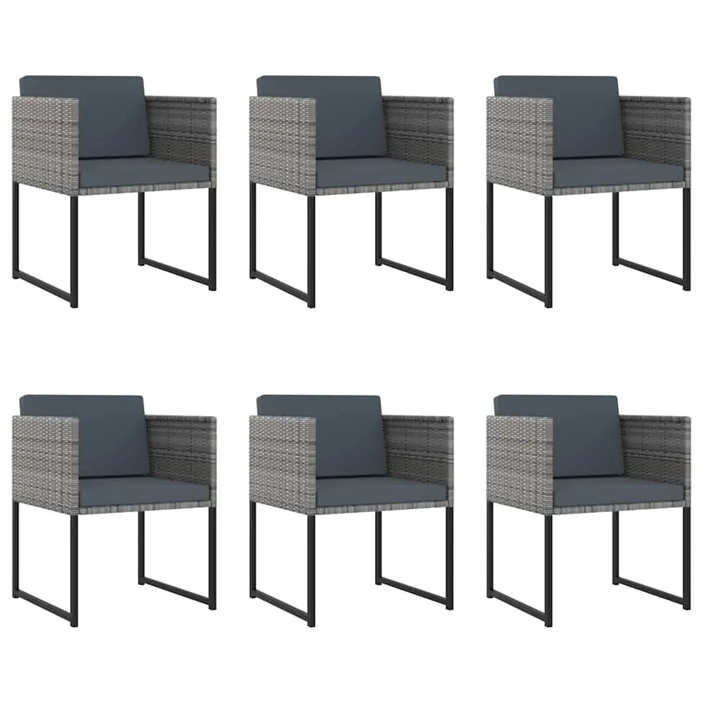 Garden Dining Set Poly Rattan Tempered Glass 11 Piece Outdoor Patio Furniture Grey Cushions